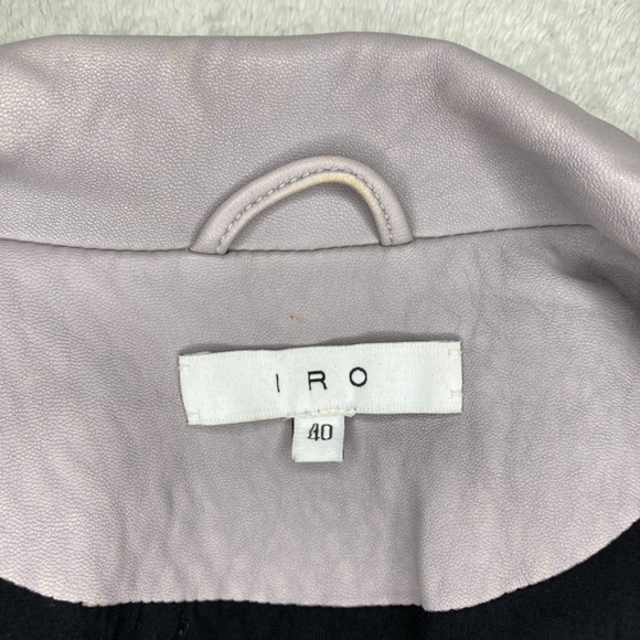 IRO Ashville Cropped Leather Jacket in Light Purple Size 40 - Picture 10 of 16